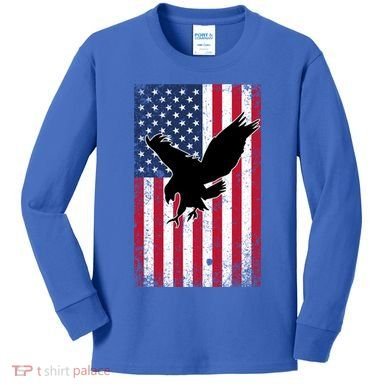 American Flag Eagle Patriotic Usa Great Gift Kids Long Sleeve Shirt