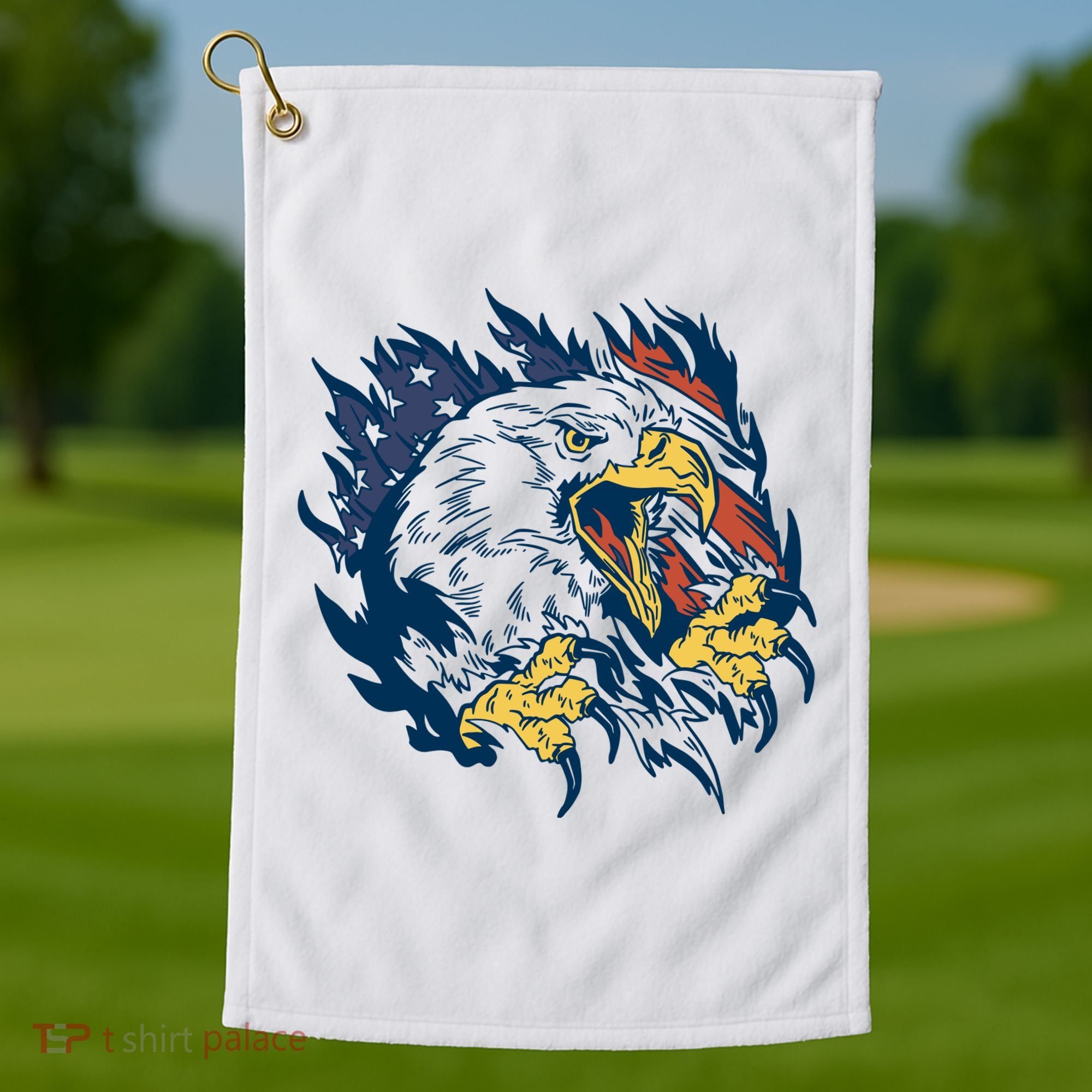 American Flag Eagle Patriot Gift Golf Towel