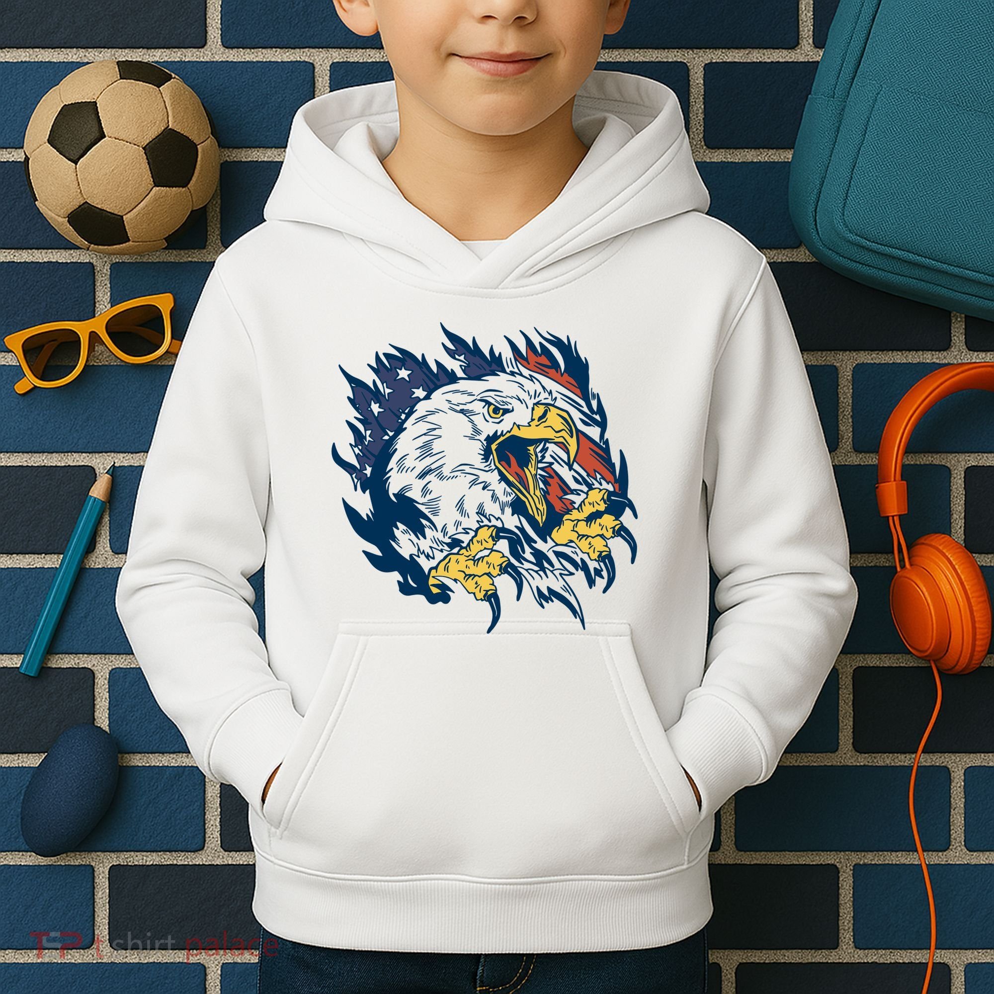 American Flag Eagle Patriot Gift Kids Hoodie