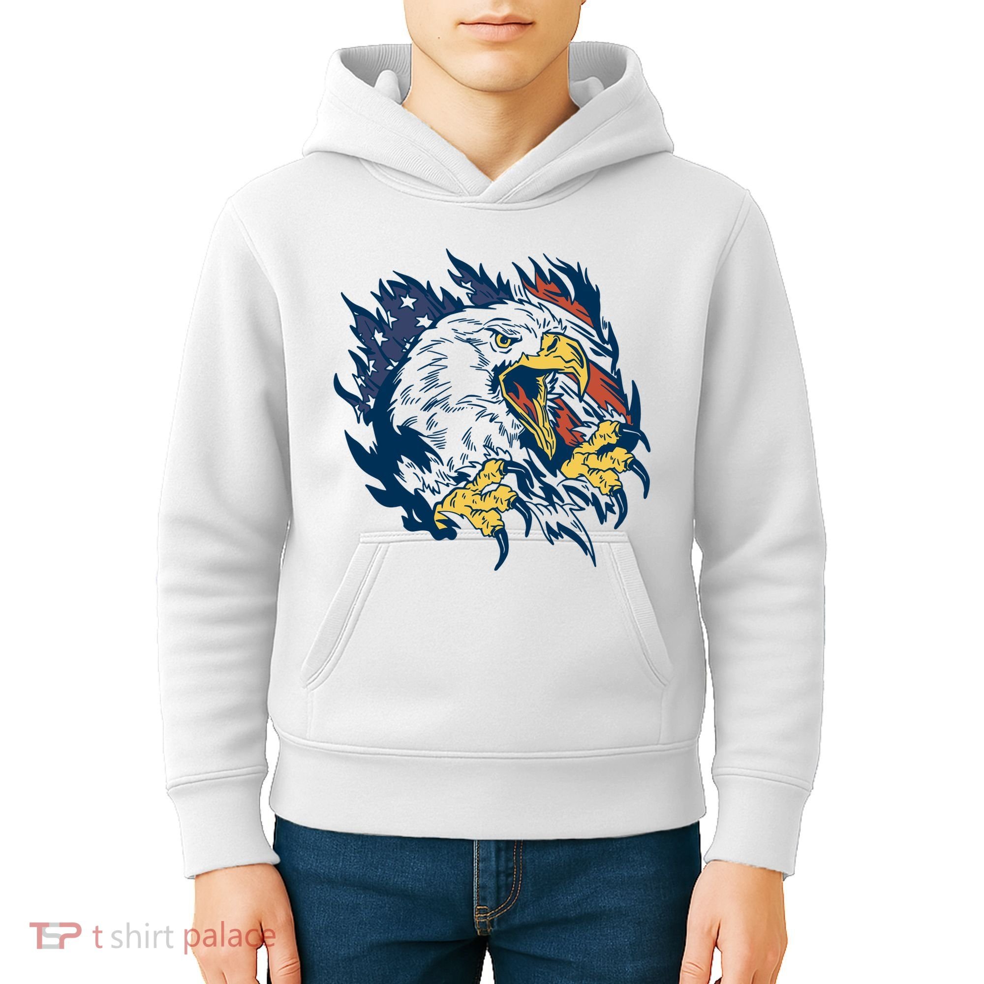 American Flag Eagle Patriot Gift Kids Hoodie