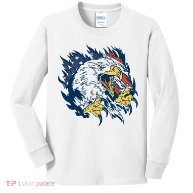 American Flag Eagle Patriot Gift Kids Long Sleeve Shirt
