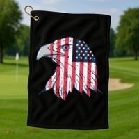 American Flag Eagle Usa Patriotic Gift Golf Towel thumb 1