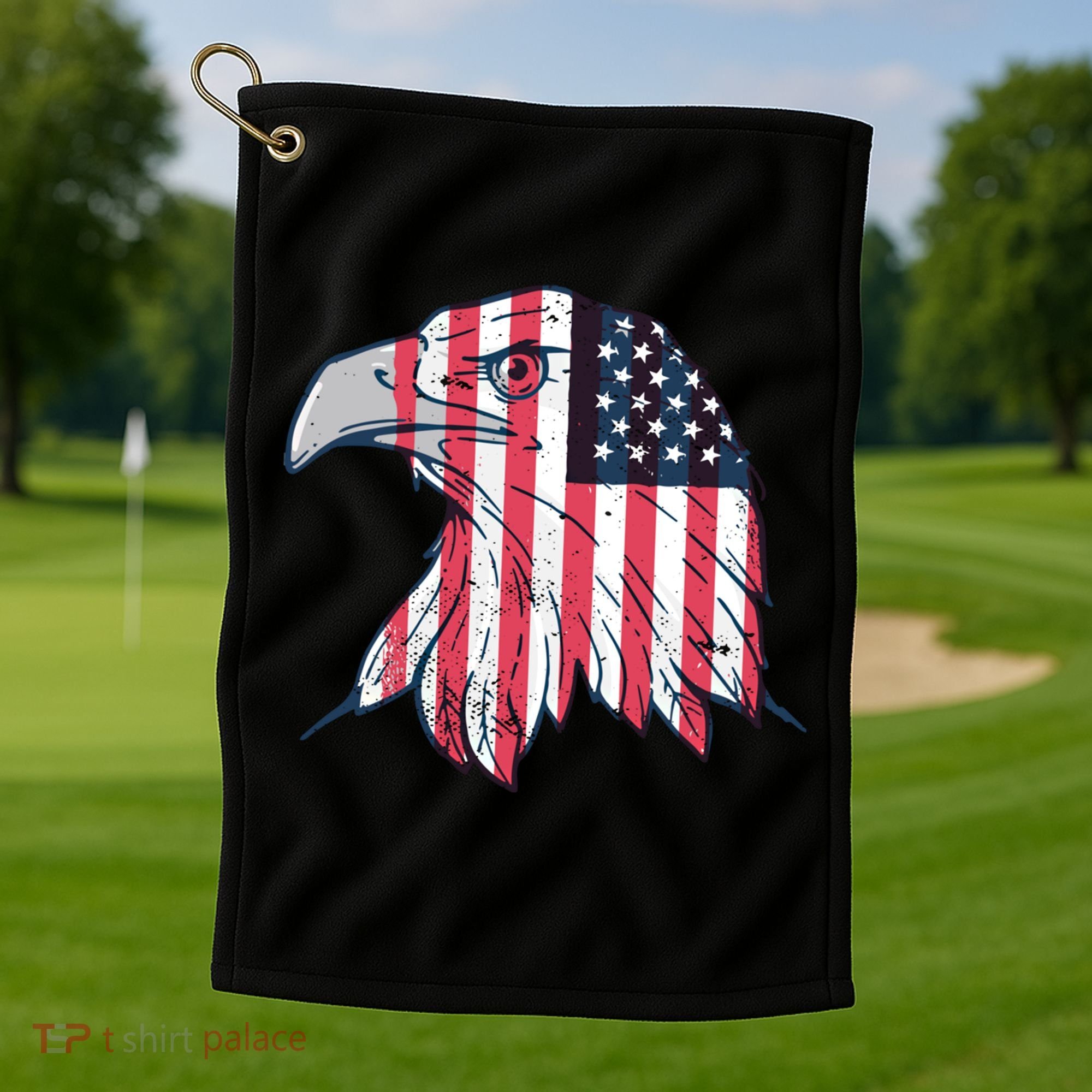 American Flag Eagle Usa Patriotic Gift Golf Towel