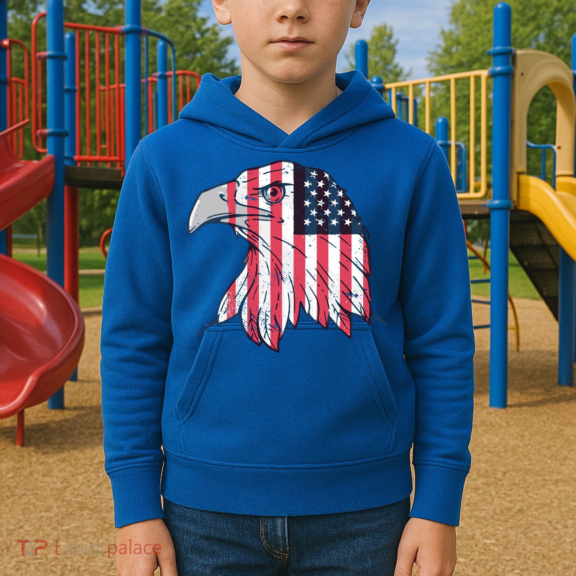 American Flag Eagle Usa Patriotic Gift Kids Hoodie