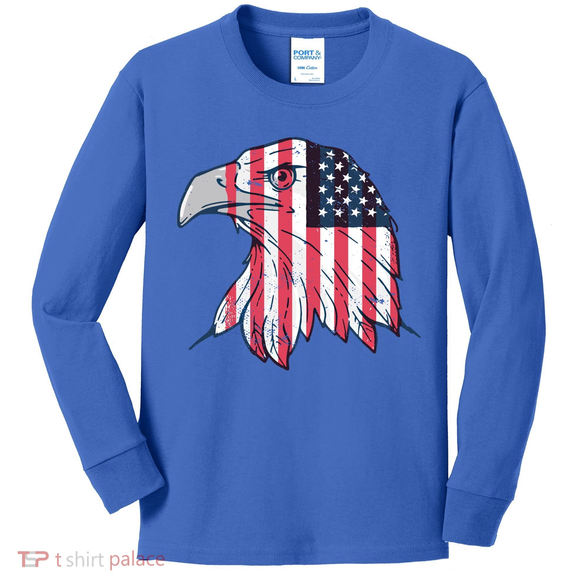 American Flag Eagle Usa Patriotic Gift Kids Long Sleeve Shirt