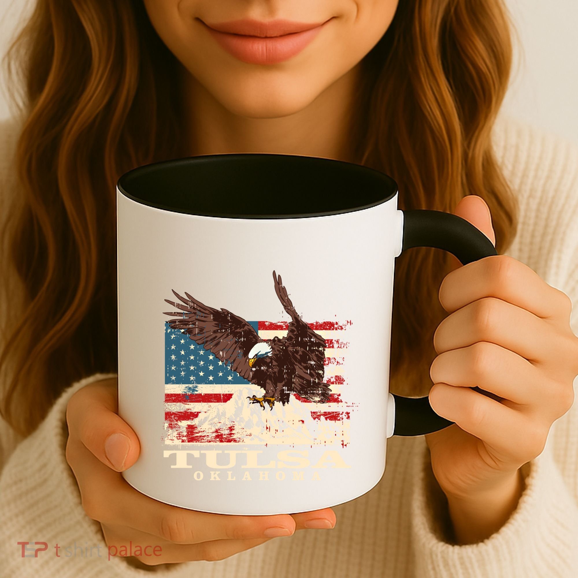 American Flag Eagle Tulsa Patriotic Oklahoma Patriotism Gift Coffee Mug