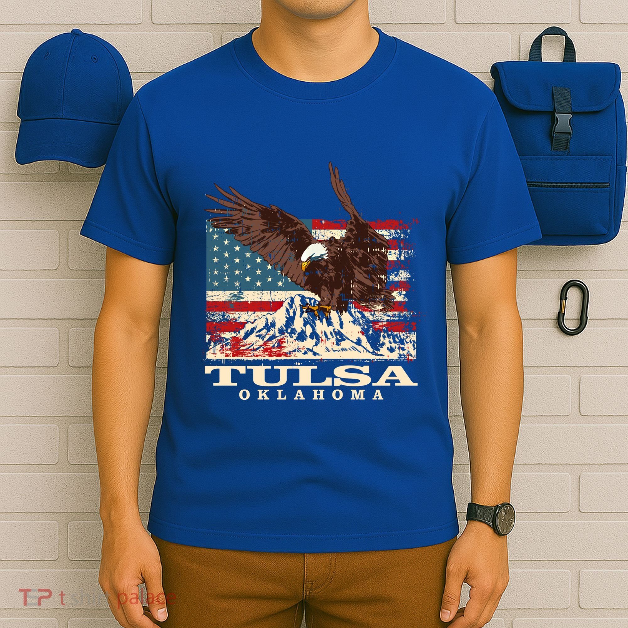 American Flag Eagle Tulsa Patriotic Oklahoma Patriotism Gift T-Shirt