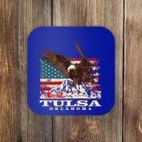 American Flag Eagle Tulsa Patriotic Oklahoma Patriotism Gift Coaster thumb 0