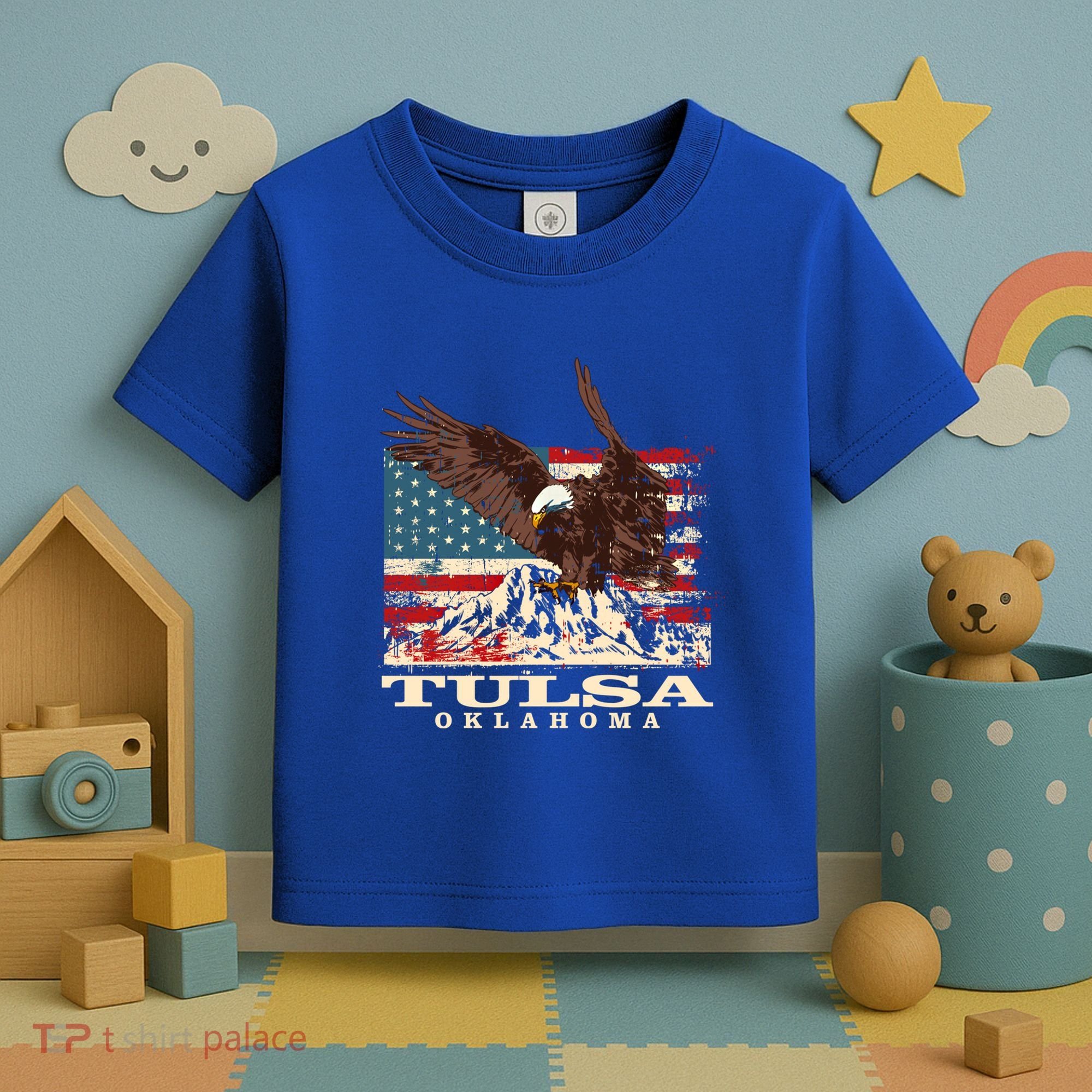 American Flag Eagle Tulsa Patriotic Oklahoma Patriotism Gift Toddler T-Shirt