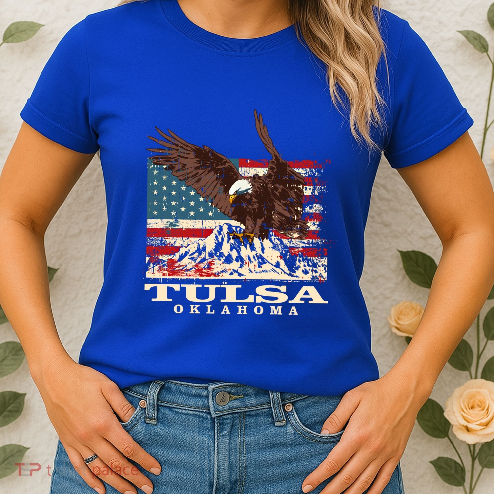 American Flag Eagle Tulsa Patriotic Oklahoma Patriotism Gift Women's T-Shirt