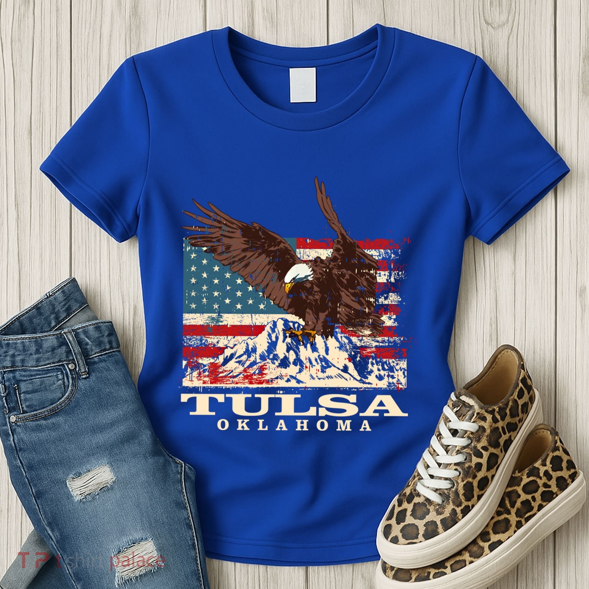 American Flag Eagle Tulsa Patriotic Oklahoma Patriotism Gift Women's T-Shirt