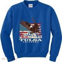 American Flag Eagle Tulsa Patriotic Oklahoma Patriotism Gift Kids Sweatshirt thumb 0