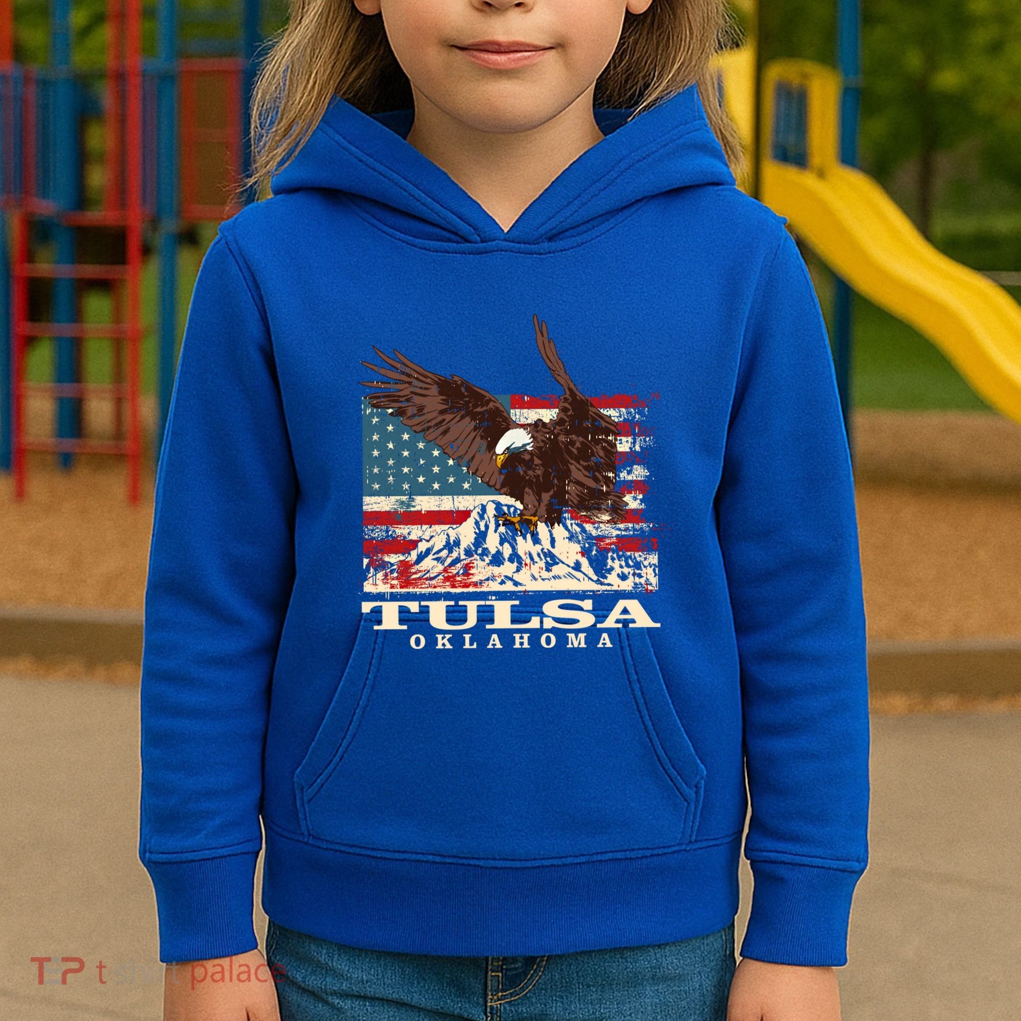 American Flag Eagle Tulsa Patriotic Oklahoma Patriotism Gift Kids Hoodie