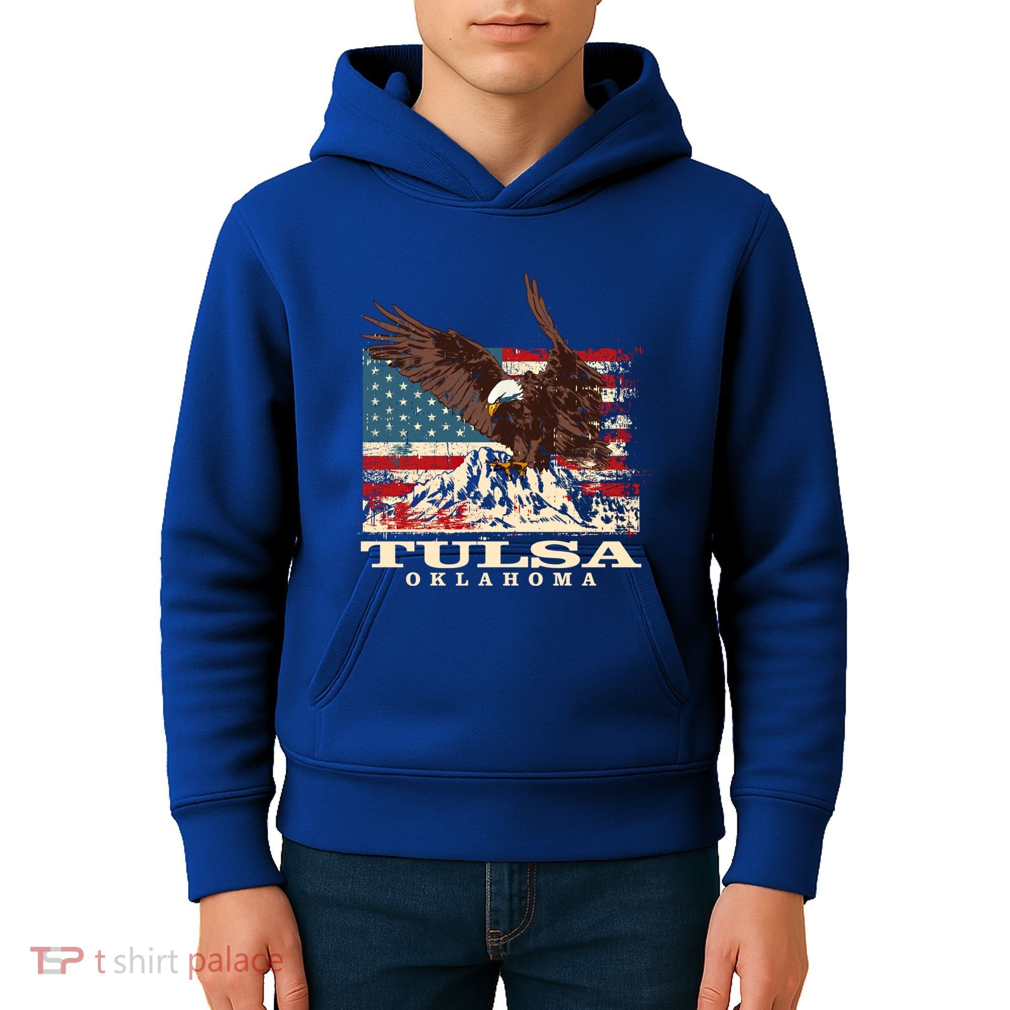 American Flag Eagle Tulsa Patriotic Oklahoma Patriotism Gift Kids Hoodie