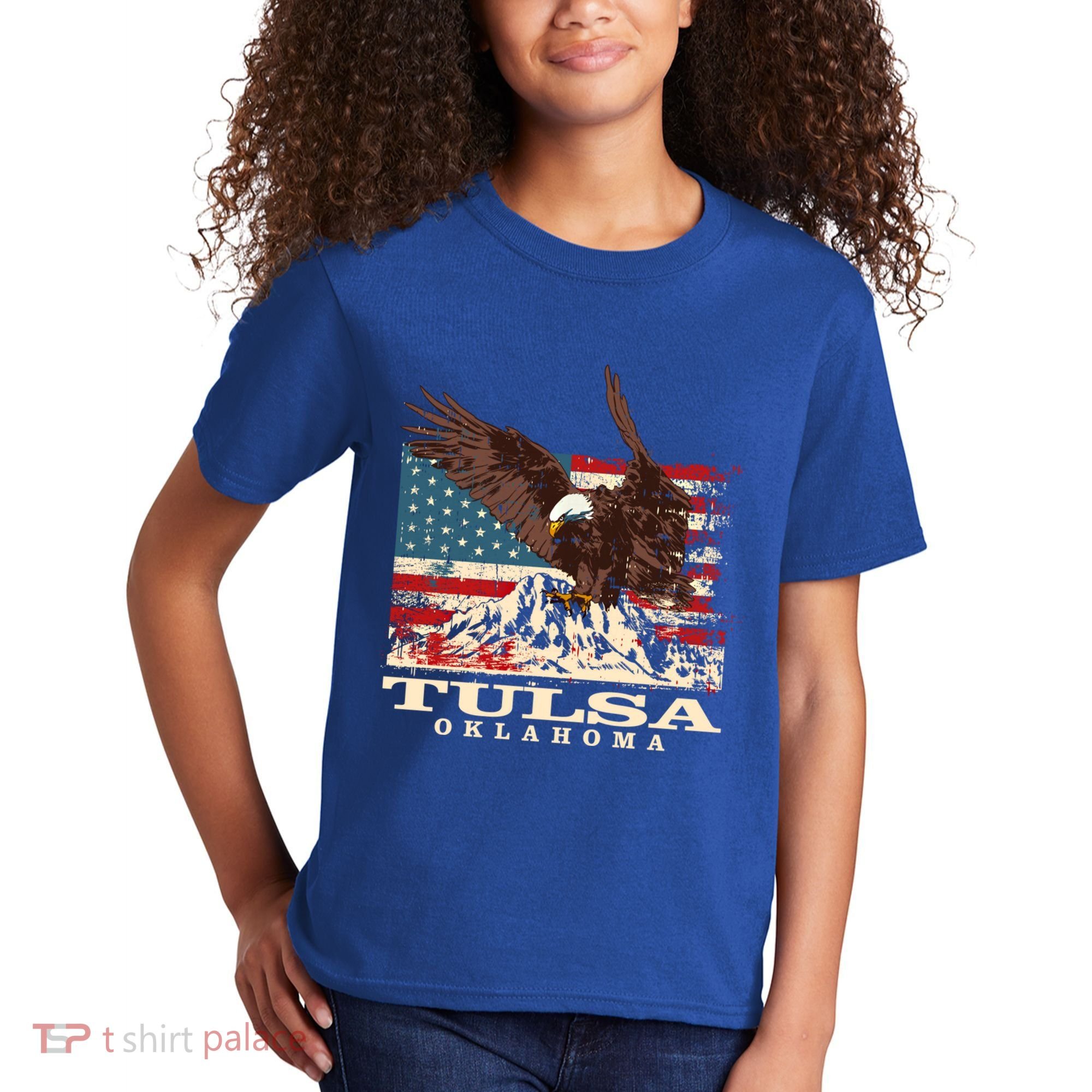 American Flag Eagle Tulsa Patriotic Oklahoma Patriotism Gift Kids T-Shirt