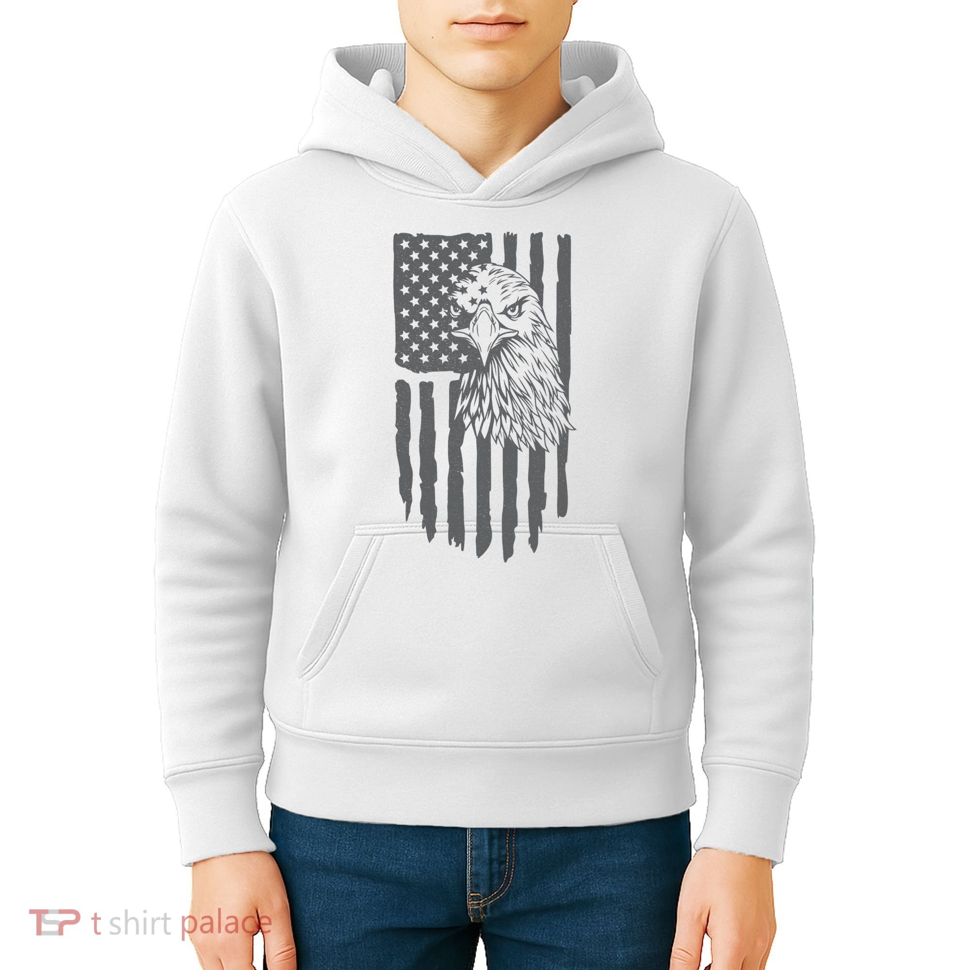American Flag Eagle Patriot Kids Hoodie
