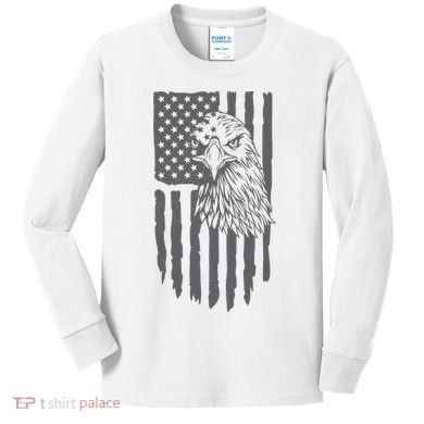 American Flag Eagle Patriot Kids Long Sleeve Shirt