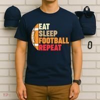 American Football Eat Sleep Football Repeat T-Shirt thumb 6
