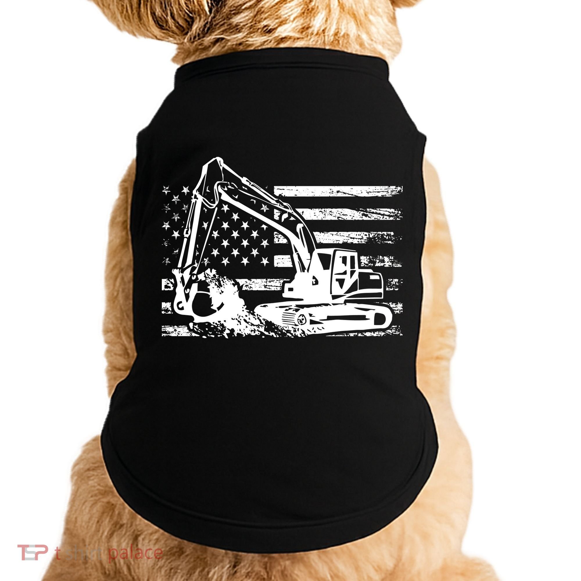 American Flag Excavator Doggie Tank