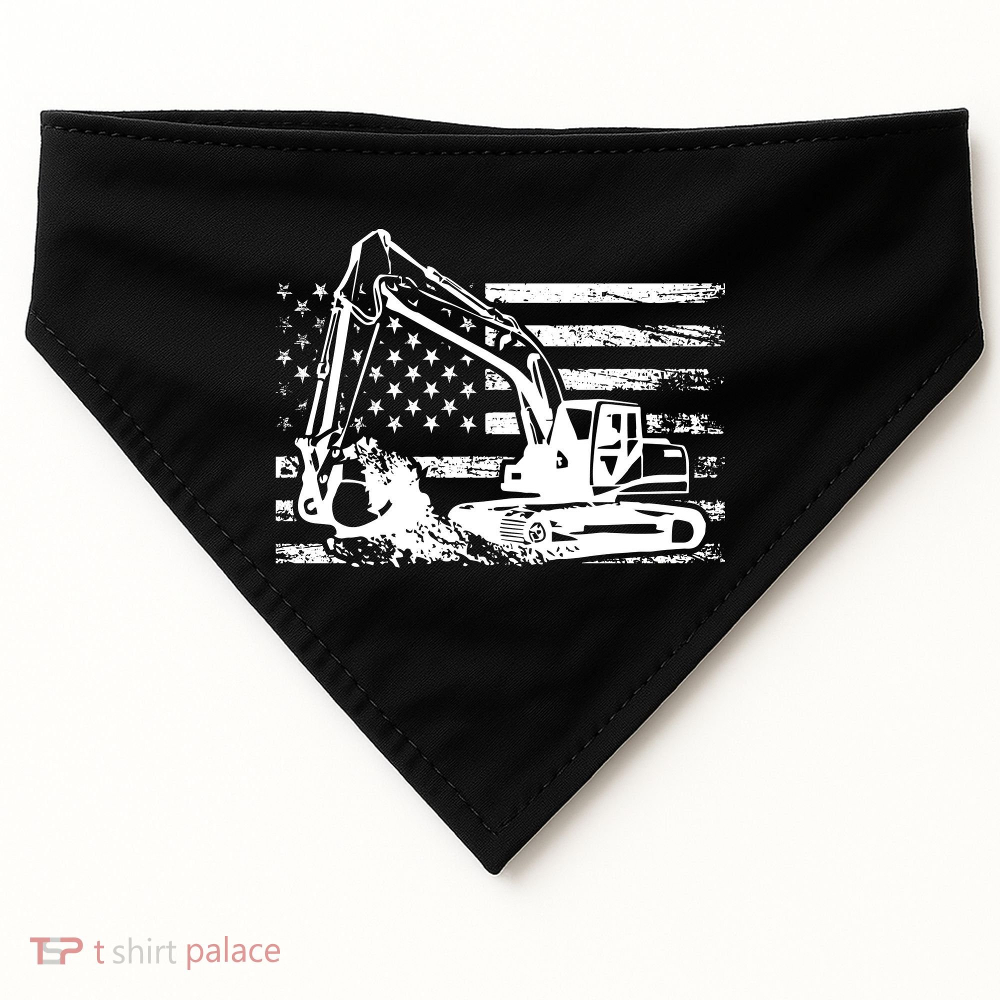 American Flag Excavator USA-Made Doggie Bandana