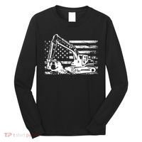 American Flag Excavator Long Sleeve Shirt thumb 0