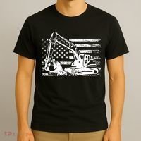 American Flag Excavator T-Shirt thumb 3
