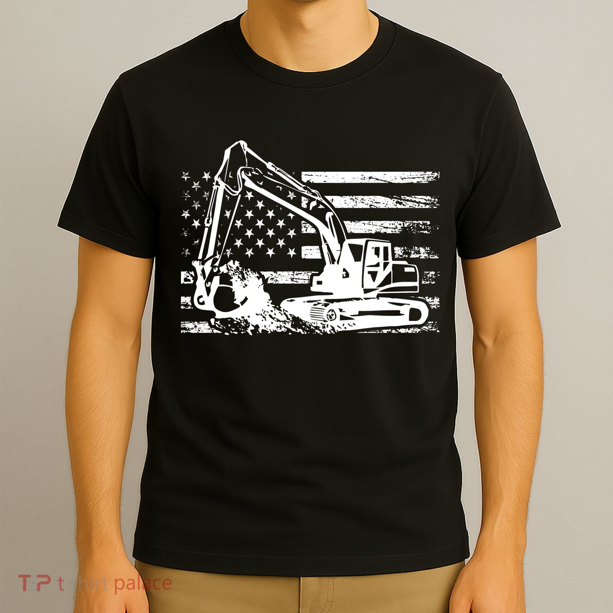 American Flag Excavator T-Shirt