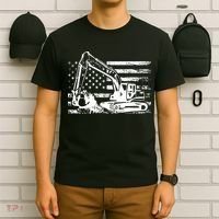 American Flag Excavator T-Shirt thumb 6