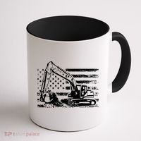 American Flag Excavator Coffee Mug thumb 1