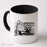 American Flag Excavator Coffee Mug thumb 0
