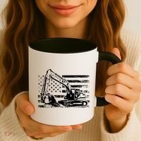 American Flag Excavator Coffee Mug thumb 3