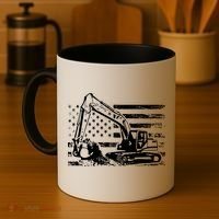 American Flag Excavator Coffee Mug thumb 4