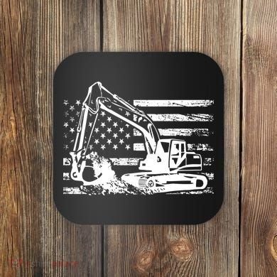 American Flag Excavator Coaster