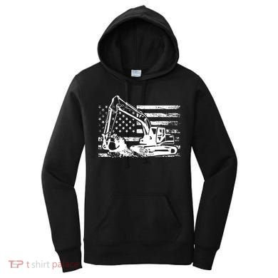 American Flag Excavator Women's Hoodie