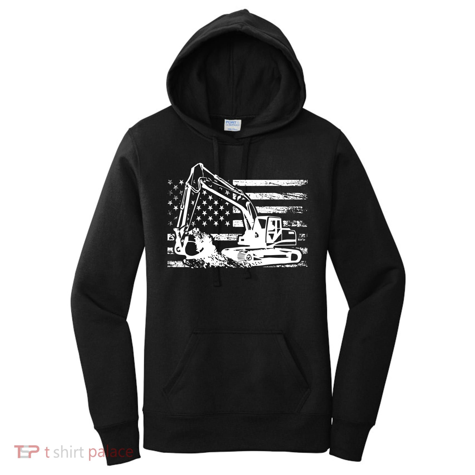 American Flag Excavator Women's Hoodie