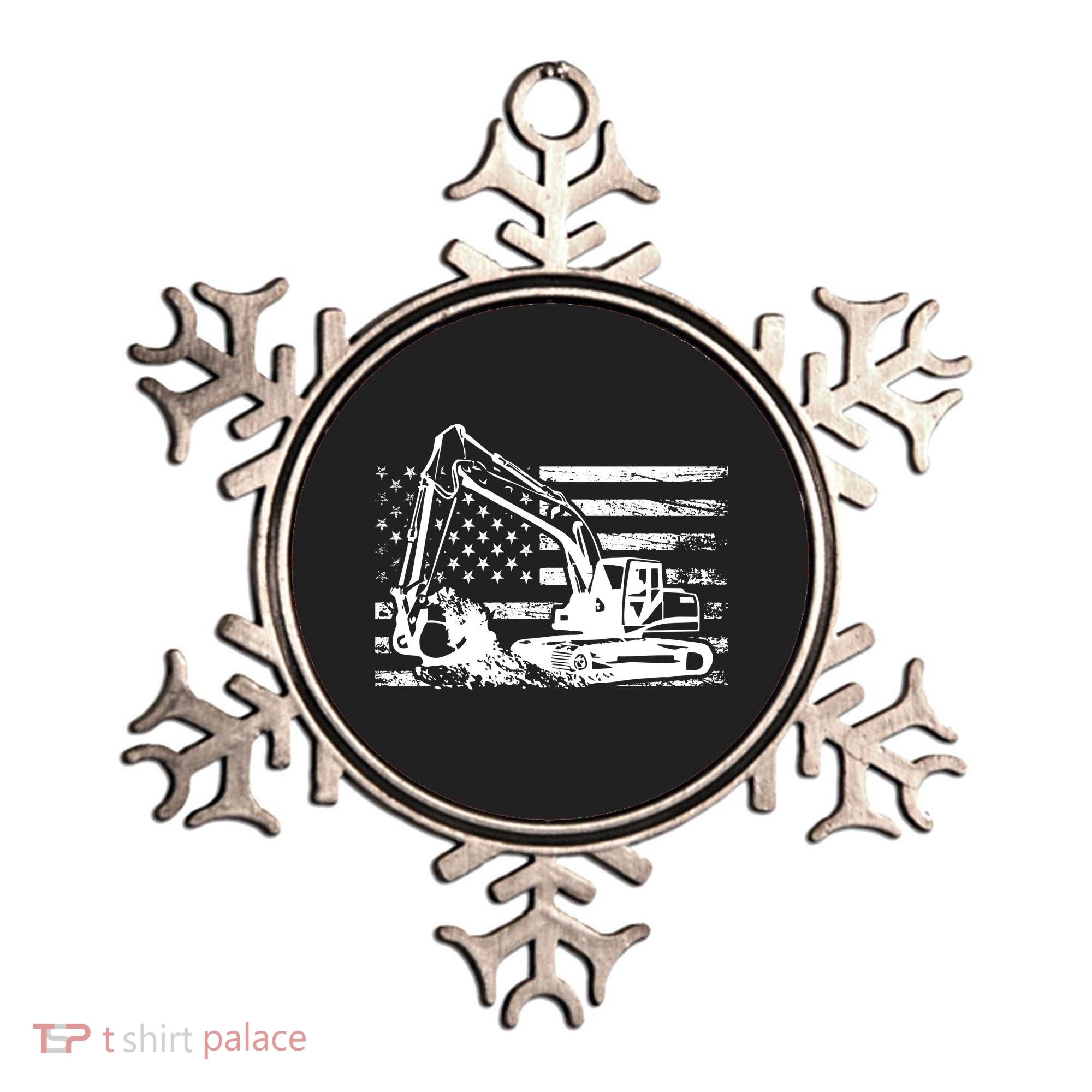 American Flag Excavator Ornament