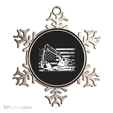 American Flag Excavator Ornament