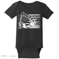American Flag Excavator Baby Bodysuit thumb 0
