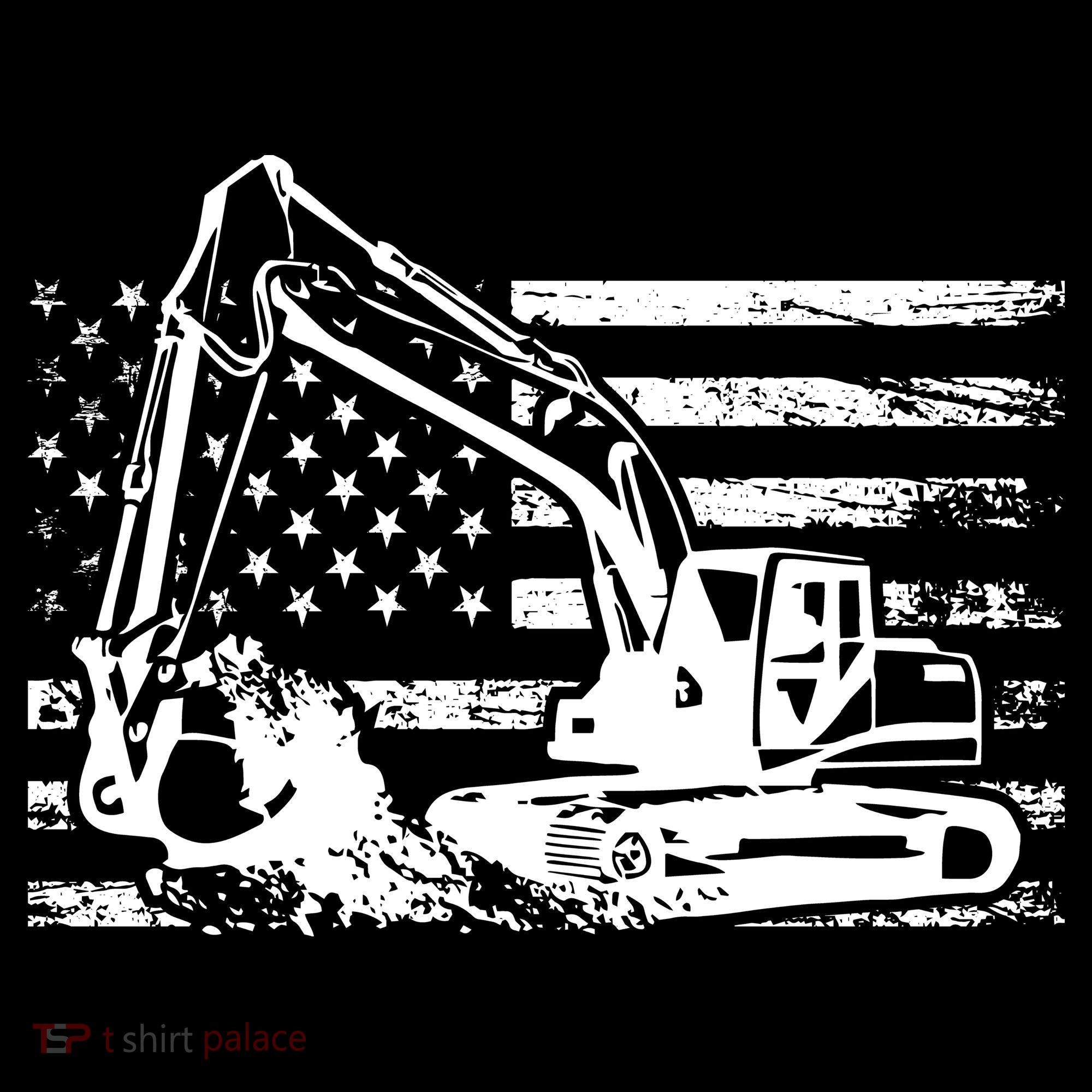 American Flag Excavator Baby Bodysuit