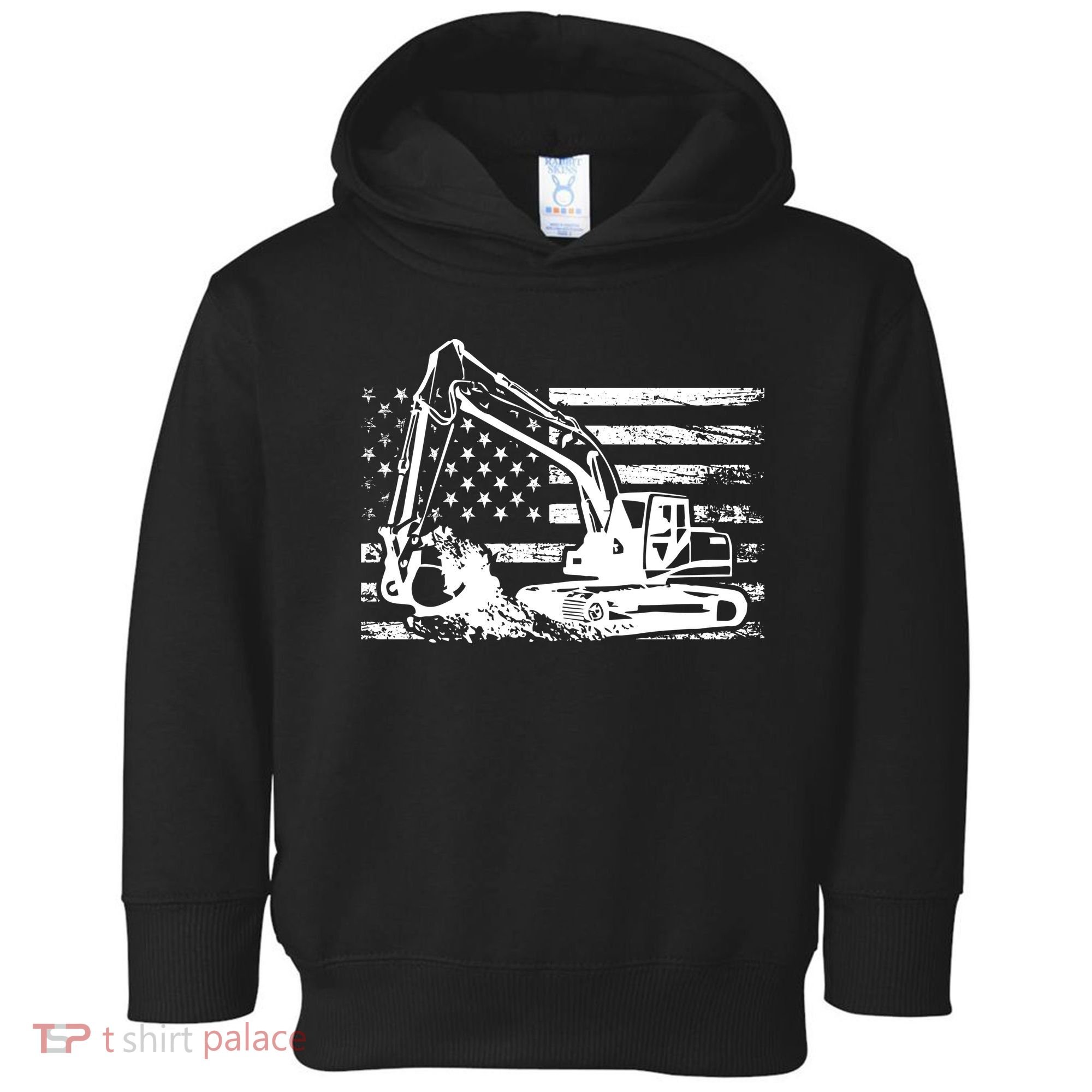 American Flag Excavator Toddler Hoodie