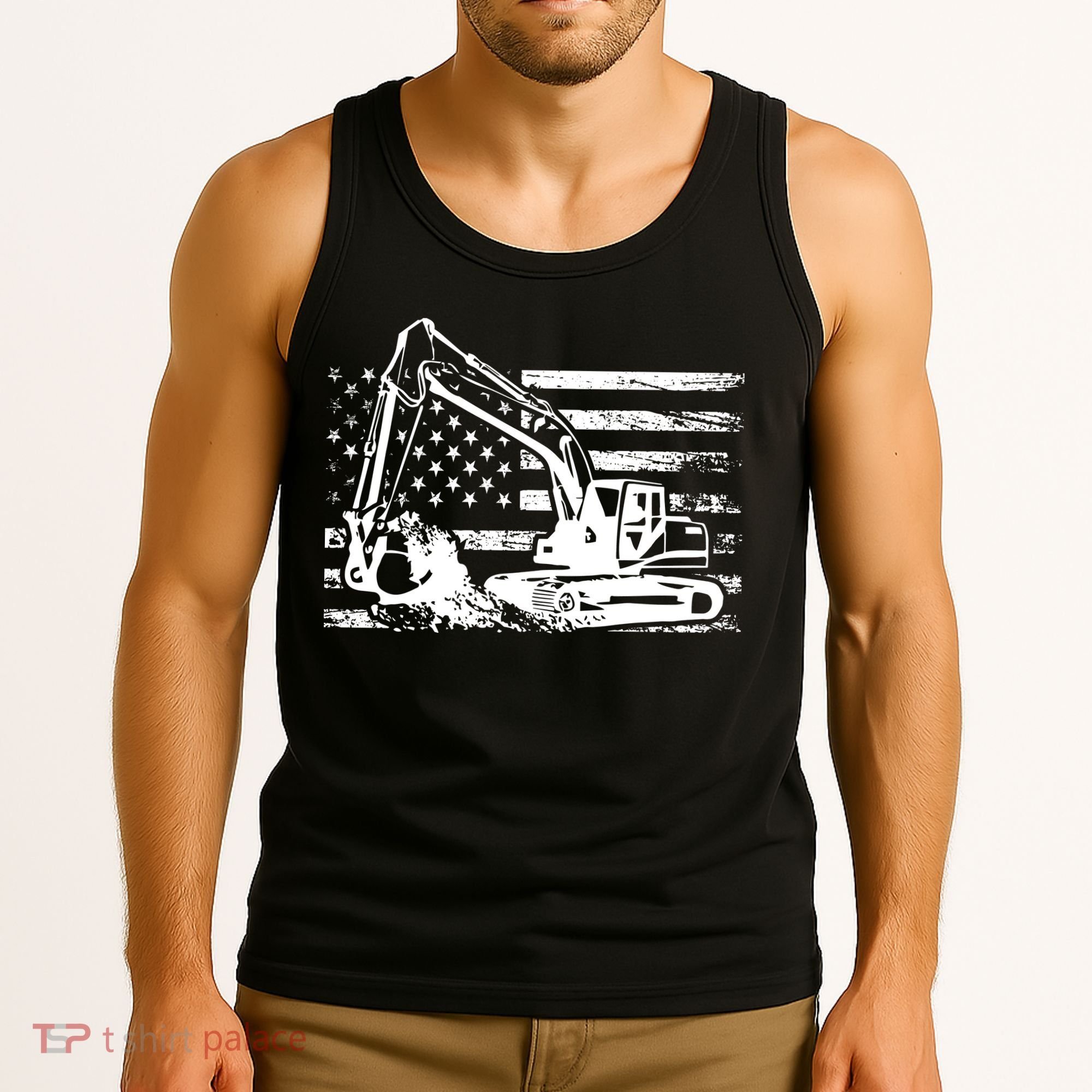 American Flag Excavator Tank Top