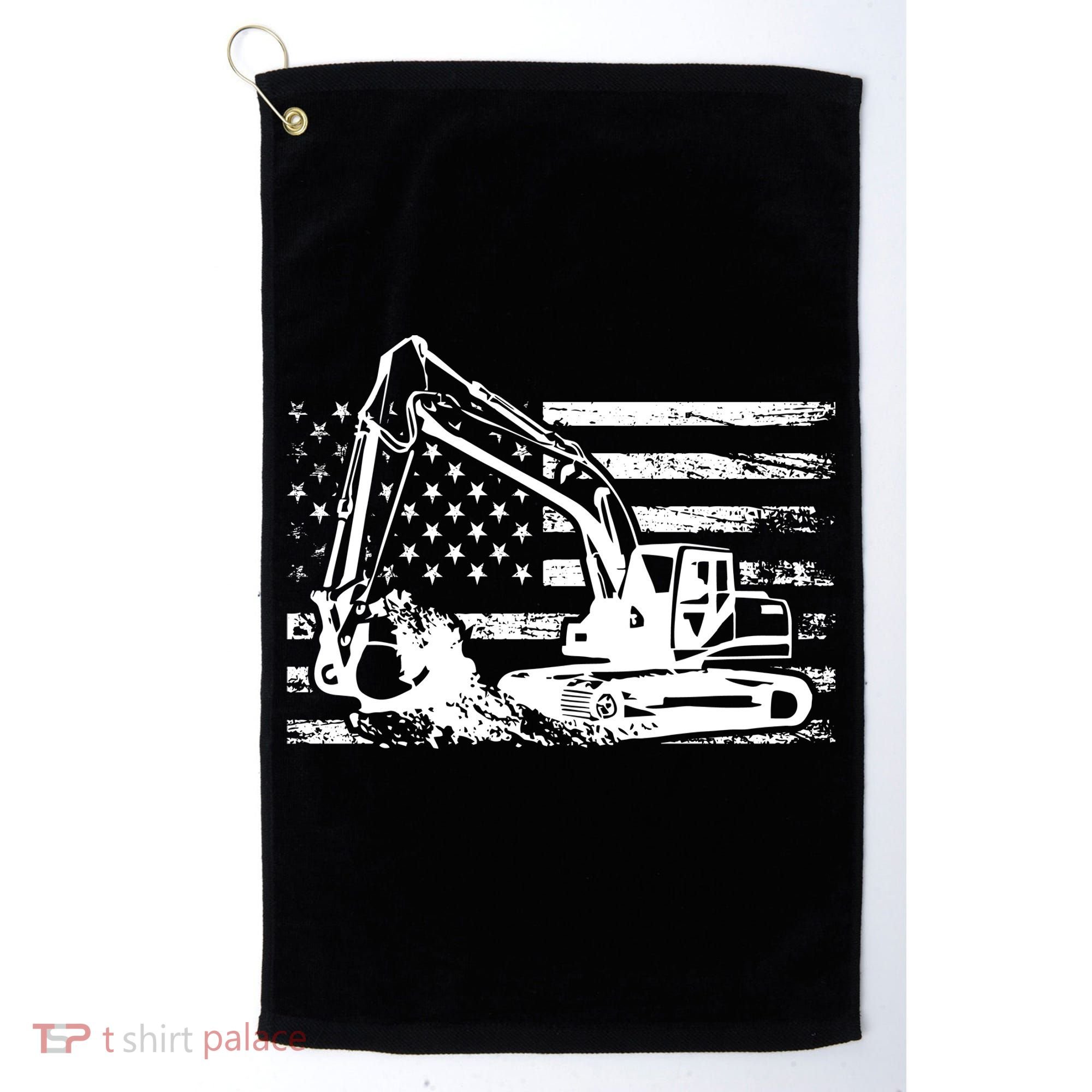 American Flag Excavator Golf Towel
