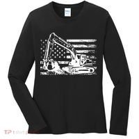 American Flag Excavator Women's Long Sleeve Shirt thumb 0