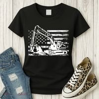 American Flag Excavator Women's T-Shirt thumb 3