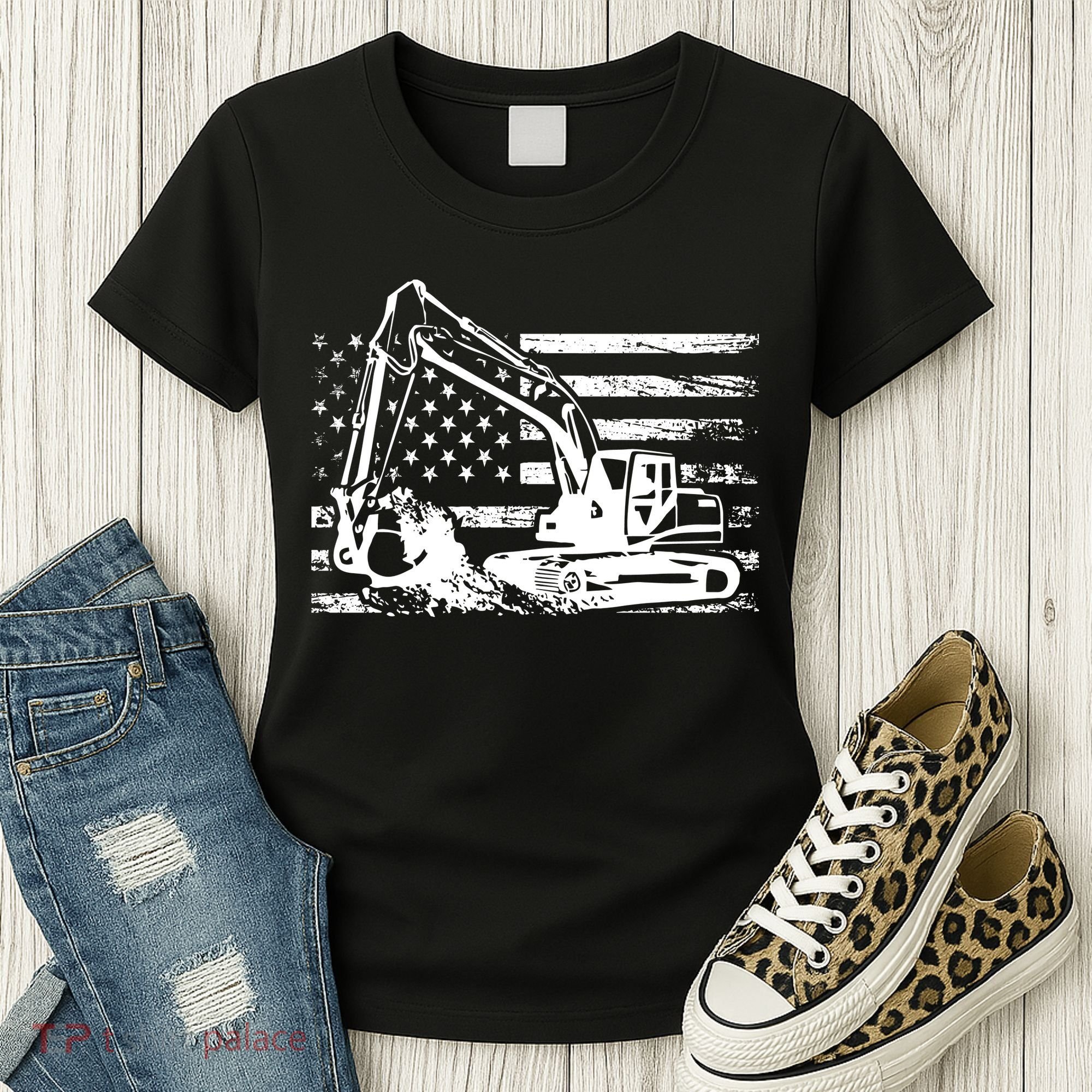 American Flag Excavator Women's T-Shirt