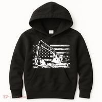 American Flag Excavator Kids Hoodie thumb 0