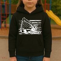 American Flag Excavator Kids Hoodie thumb 3