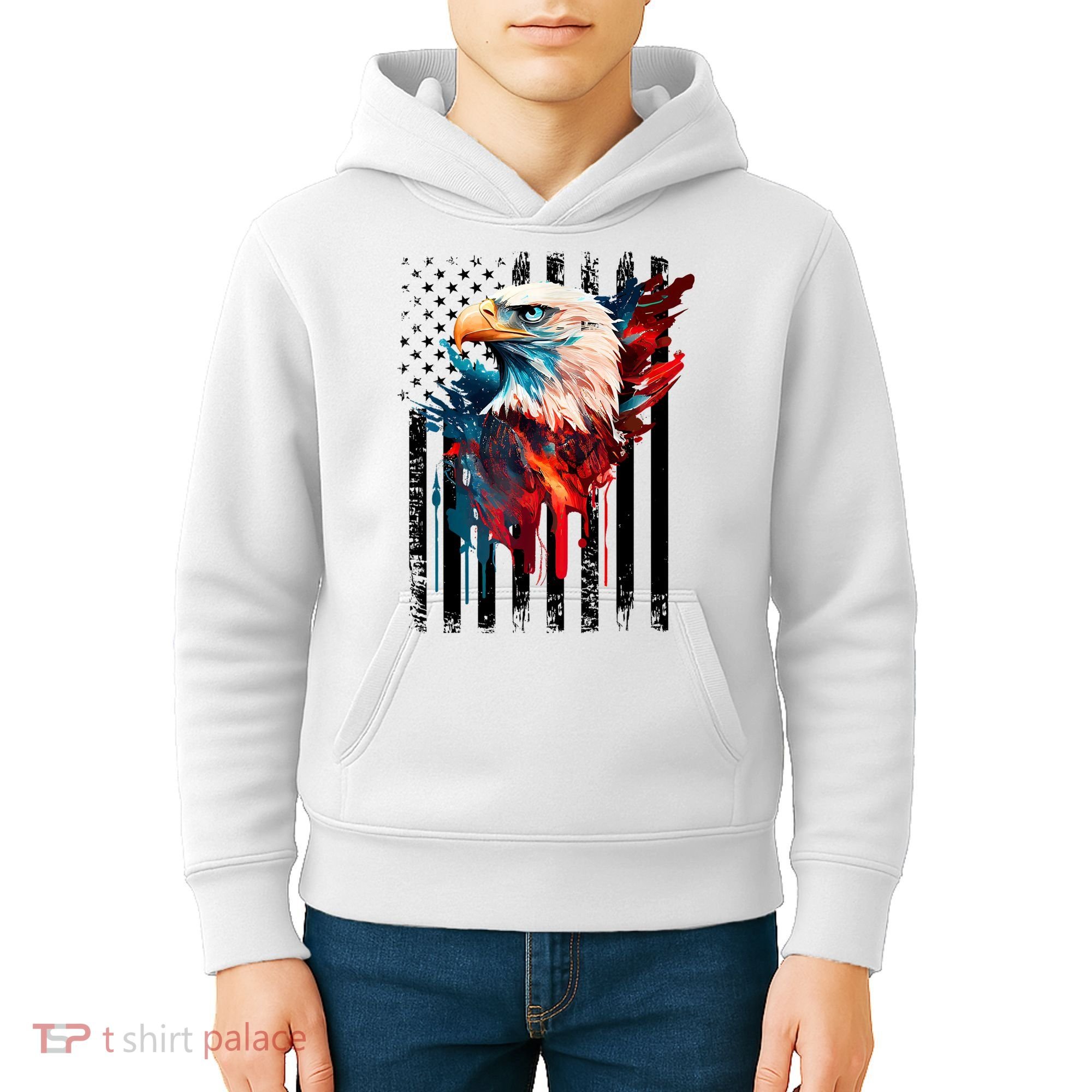 American Flag Eagle Patriots America Eagle Kids Hoodie