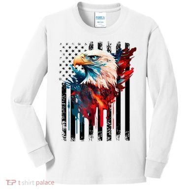 American Flag Eagle Patriots America Eagle Kids Long Sleeve Shirt