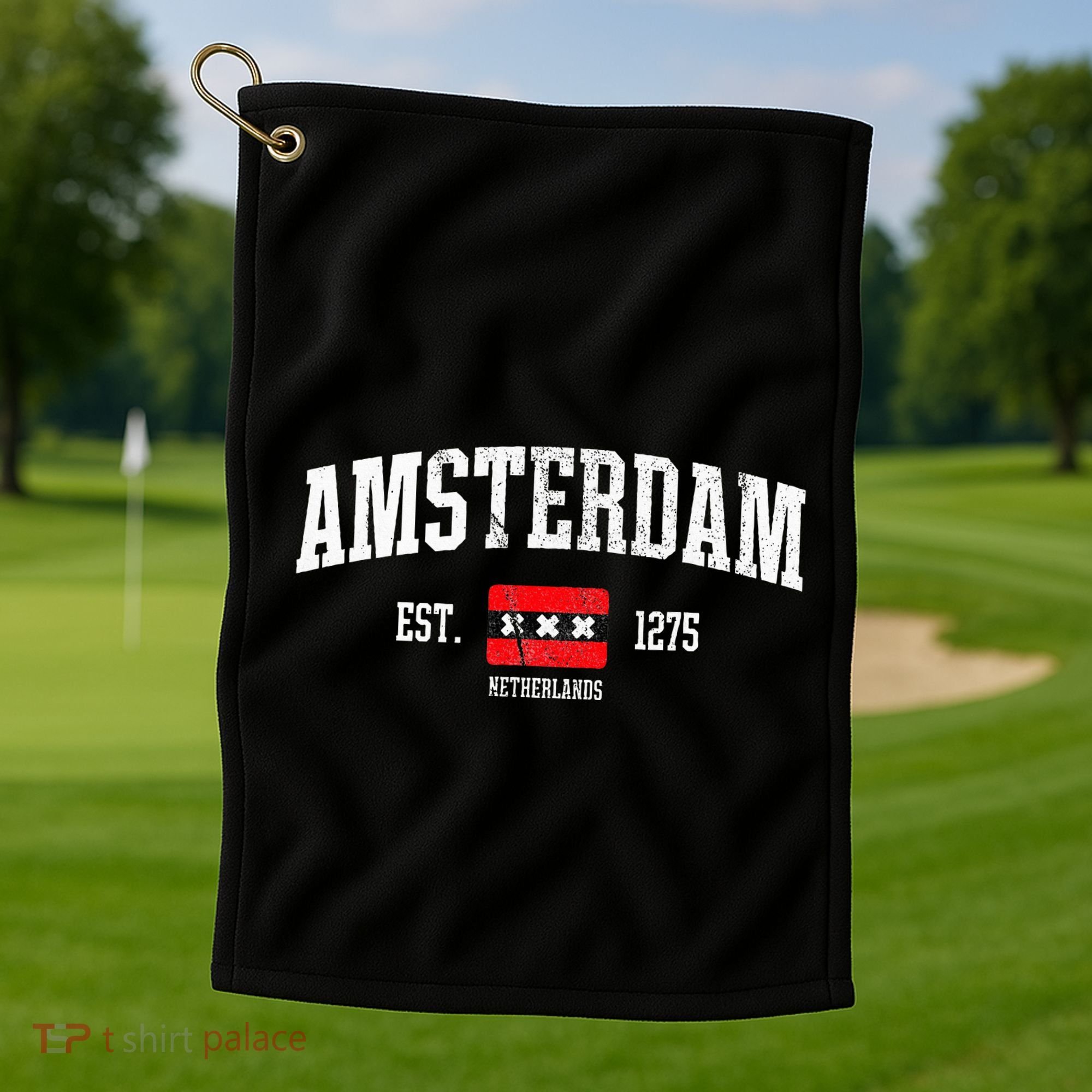Amsterdam Flag Est. 1275 Netherlands Souvenir Golf Towel